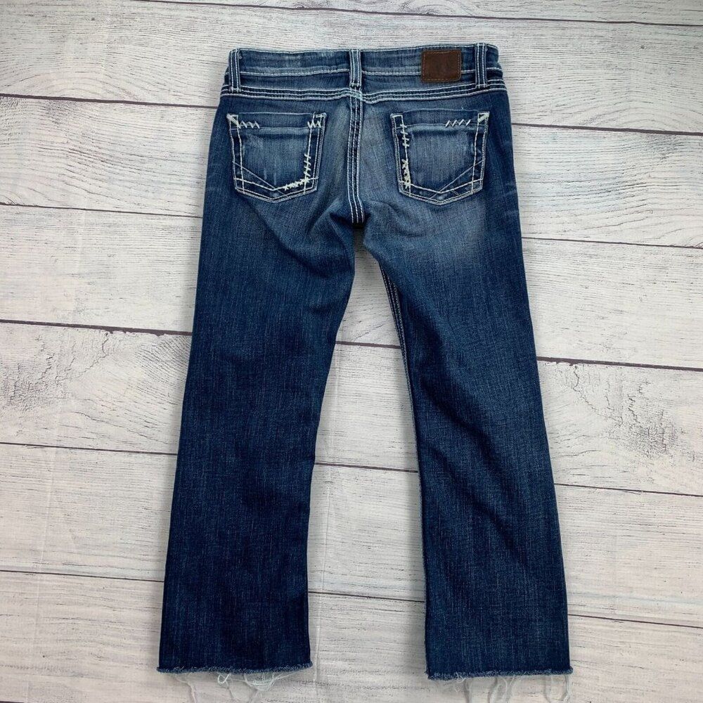 BKE Capri Jeans sz 28 Dark Wash Starlite Low Rise Raw Hem 24" inseam - Picture 6 of 11